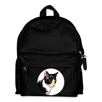 Cat Portrait Circle Contrast - Kids' Backpack - black - Front