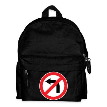 Links abbiegen verboten, Verkehrszeichen - Kinder Rucksack - Schwarz - Vorne