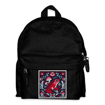 Grenouille mystique avec champignons et fleurs – Art populaire - Sac à dos Enfant - noir - Devant