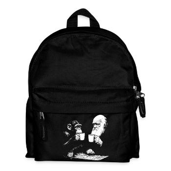 Darwin and monkey drinking Coffee  - Kids' Backpack - black - Front