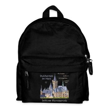 Wernigerode im Harz, Handzeichnung Schloss - Kinder Rucksack - Schwarz - Vorne
