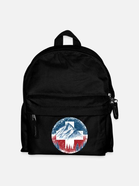 Schweiz-Swiss-Switzerland-Wintersport-Ski-Berge - Kinder Rucksack - Schwarz