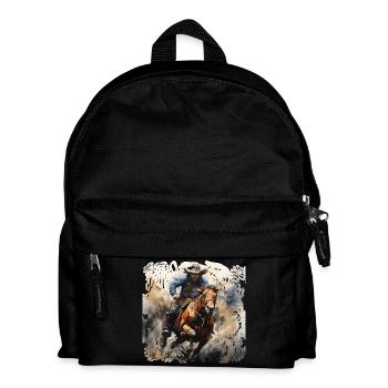 Wild West Rider Dynamic Painting Style - Kids' Backpack - black - Front