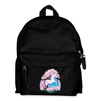 Pastell-Unicorn im Kirschblütenwald - Kinder Rucksack - Schwarz - Vorne