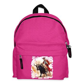 Matador und Stier im roten Umhang - Kinder Rucksack - Fuchsia - Vorne