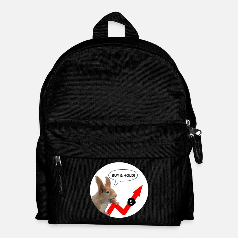 Finanzshirt Eichhörnchen Buy & Hold  - Kinder Rucksack - Schwarz