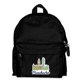 Manchester Skyline Rathaus Beetham Tower Kunst - Kinder Rucksack - Schwarz - Vorne