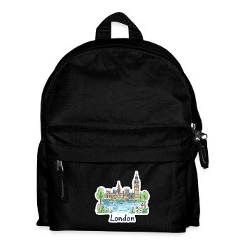 London Skyline Big Ben Parliament Bridge Art - Kids' Backpack - black - Front