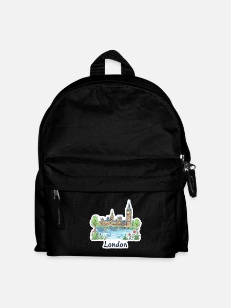 London Skyline Big Ben Parliament Bridge Art - Kids' Backpack - black