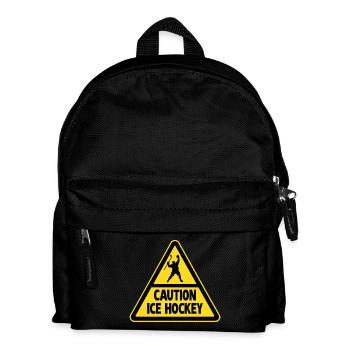 Caution Hockey Eishockeyspieler Warnung - Kinder Rucksack - Schwarz - Vorne