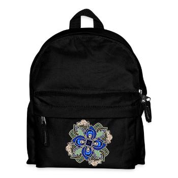 Teal Extravagant Mandala Flower - Kids' Backpack - black - Front