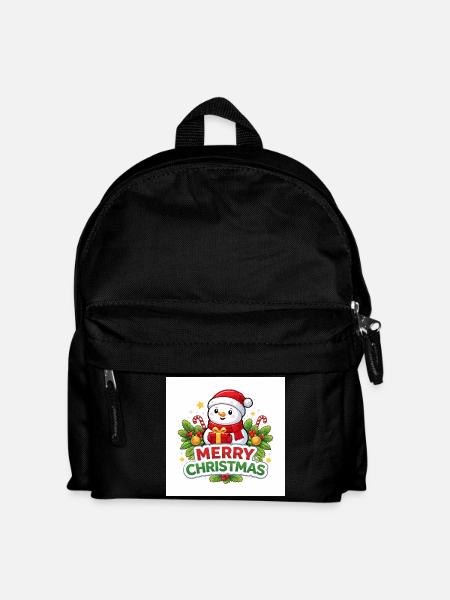 Snowman with gift Christmas fun - Kids' Backpack - black
