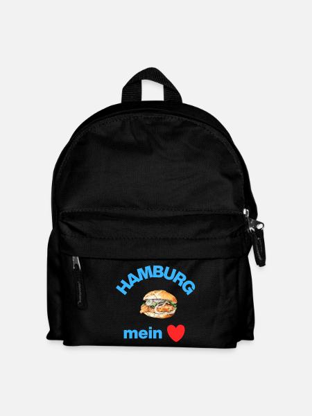 Hamburg ❤️ , Fish Rolls Love! Fischkopp - Kids' Backpack - black