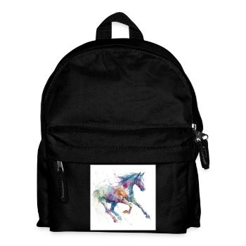 Lebendiges Aquarellpferd - Kinder Rucksack - Schwarz - Vorne