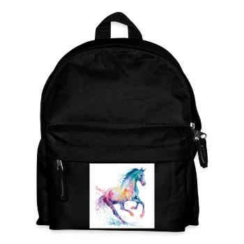 Regenbogen-Aquarellpferd - Kinder Rucksack - Schwarz - Vorne