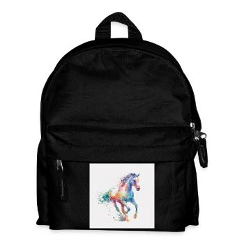 Explosion aquarelle du cheval arc-en-ciel - Sac à dos Enfant - noir - Devant