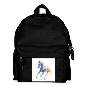 Regenbogen-Aquarellpferd in Bewegung - Kinder Rucksack - Schwarz - Vorne