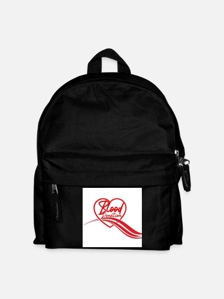 Blood Donation Heart Logo - Kids' Backpack - black