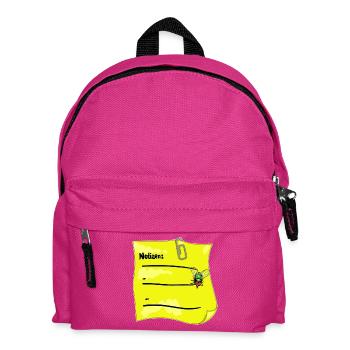 Notizzettel gelb – Büroklammer & Fake‑Fliege - Kinder Rucksack - Fuchsia - Vorne