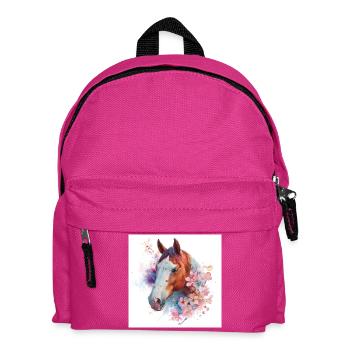 Watercolor Horse Bloom - Kids' Backpack - fuchsia - Front