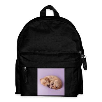 Sleeping Puppy on Lilac Background - Kids' Backpack - black - Front