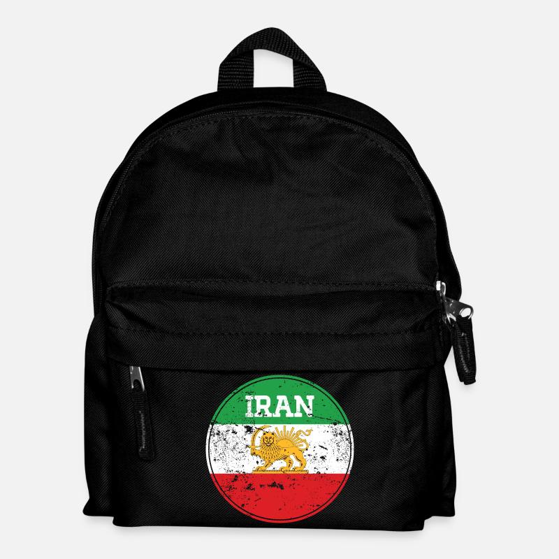 Vintage Iran Lion Emblem Round - Kinder Rucksack - Schwarz