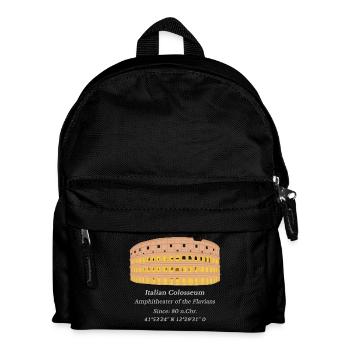 Kolosseum Rom Italien, Koordinaten, Eröffnungsjahr - Kinder Rucksack - Schwarz - Vorne
