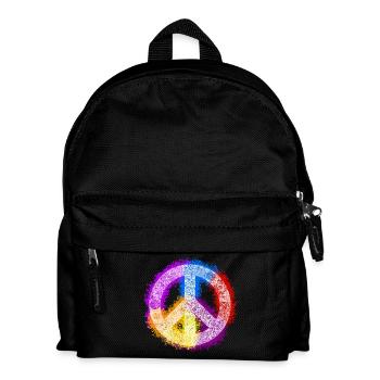Zentangle-Peacezeichen - Kinder Rucksack - Schwarz - Vorne