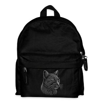 Dessin de tête de chat en blanc - Sac à dos Enfant - noir - Devant