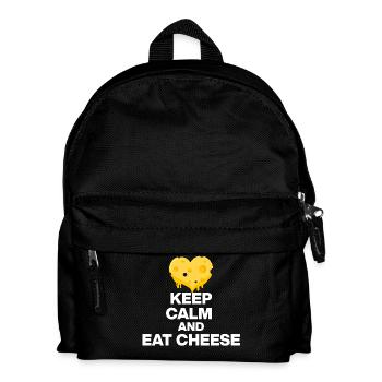 KEEP CALM AND EAT CHEESE, CHEESE JUNKIE GIFT 🧀 - Kids' Backpack - black - Front