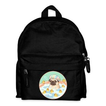 Mopps beim Badespaß - Kinder Rucksack - Schwarz - Vorne