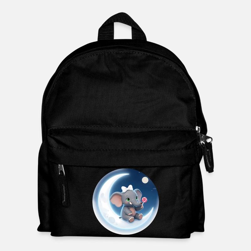 Moon Kiss Elephant with Lollipop - Kids' Backpack - black
