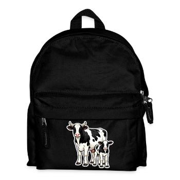 Kuh mit Kalb – liebevolle Bauernhof Illustration - Kinder Rucksack - Schwarz - Vorne