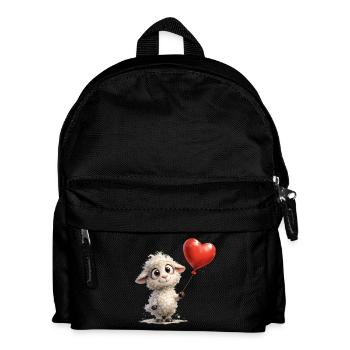 Lamm mit Herzballon - Kinder Rucksack - Schwarz - Vorne