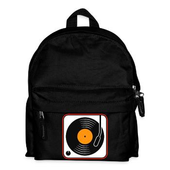 Album vinyle rétro sur platine - Sac à dos Enfant - noir - Devant