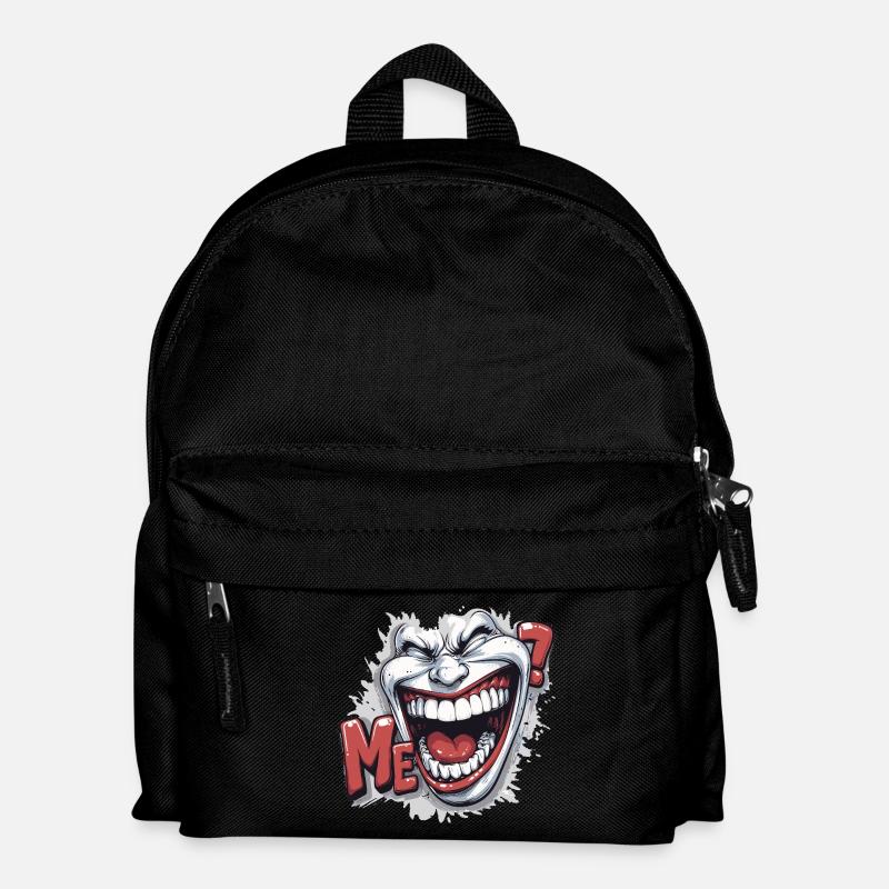 Crazy Laughing white face in a comics style - Kids' Backpack - black