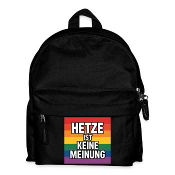 Hetze ist keine Meinung - Antifa Tee - Kinder Rucksack - Schwarz - Vorne