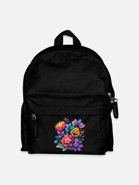 Blumen Bunte Blüten Floral Garten - Kinder Rucksack - Schwarz
