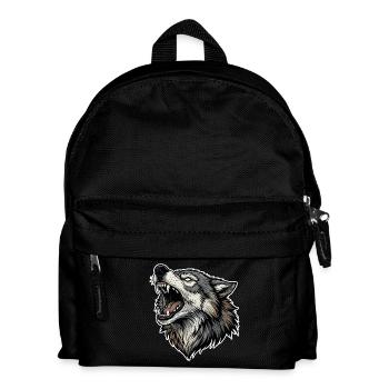 Wild Wolf Howling Alpha Wolf Mascot - Kids' Backpack - black - Front