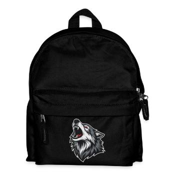 Wild Wolf Heult Rotaugen-Maskottchen Wolf Maskottchen - Kinder Rucksack - Schwarz - Vorne