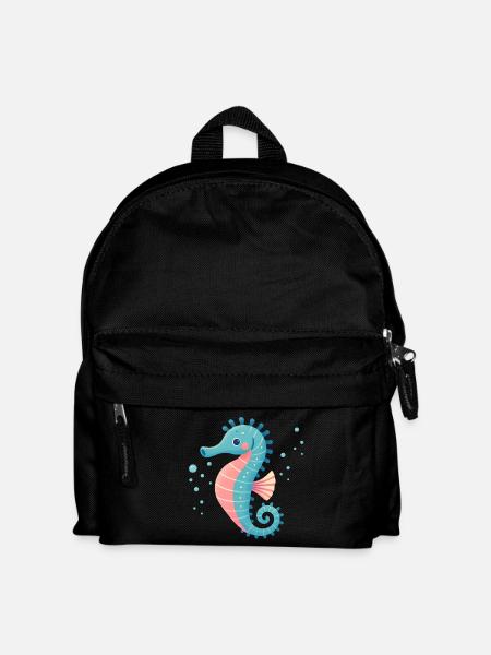 Seepferdchen in Türkis und Pink - Kinder Rucksack - Schwarz