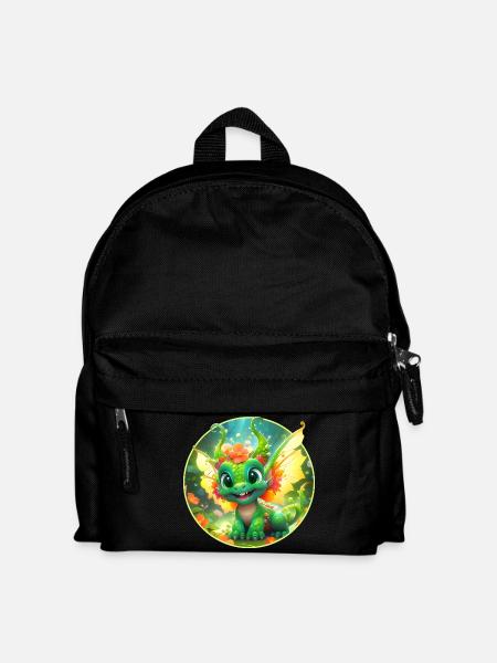 Les dragons en fleurs dans la Forêt Merveilleuse - Sac à dos Enfant - noir