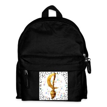 Goldener Besen und Magischer Mond - Kinder Rucksack - Schwarz - Vorne
