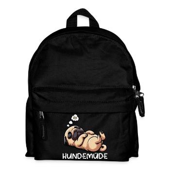 Hundemüde Mops Möpse Mopsbesitzer Mopsliebhaber  - Kinder Rucksack - Schwarz - Vorne