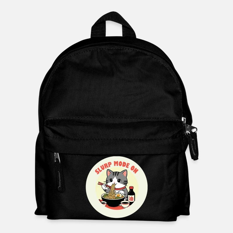 Kätzchen, das Ramen-Schlürf-Modus frisst - Kinder Rucksack - Schwarz