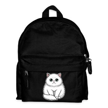 White Persian Cat Emerald Eyes Premium Portrait - Kids' Backpack - black - Front