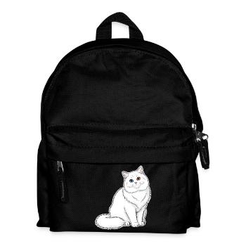 White Cat Angora Eyes Minnows Portrait Elegant - Kids' Backpack - black - Front