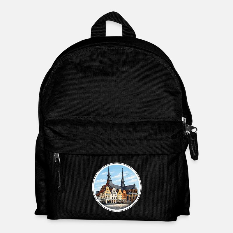 Rostock-Neuer Markt - Kinder Rucksack - Schwarz