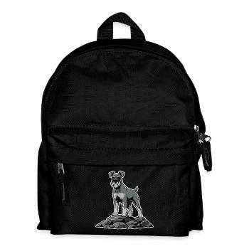Schnauzerhund auf Felsen – stolzes Bartporträt - Kinder Rucksack - Schwarz - Vorne
