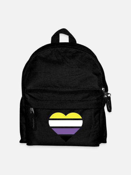 Pride Flag Heart · Nonbinary - Kids' Backpack - black